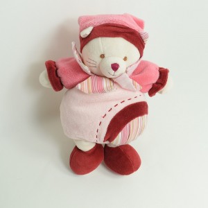Doudou Minouchette gato DOUDOU Y COMPAGNIE color burdeos rosa 25 cm