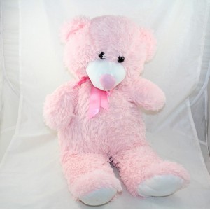 Large teddy bear MAX - SAX pink satin bow 60 cm