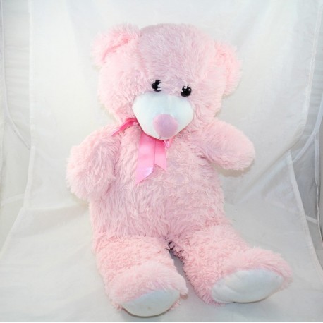 Oso de peluche grande MAX - SAX arco de satén rosa 60 cm