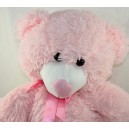 Grande orsacchiotto MAX - SAX rosa satinato fiocco 60 cm