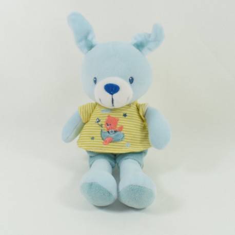 Doudou coniglio POMMETTE fazzoletto blu piano aereo arancione orso 36 cm