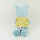 Doudou rabbit POMMETTE blue handkerchief plane orange bear 36 cm
