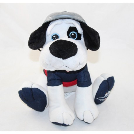 Peluche dog FONDATION BOULANGER dog firefighters blue white red 20 cm