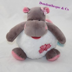 Musical hippopotamus doll BABY NAT Zoé white pink 19 cm