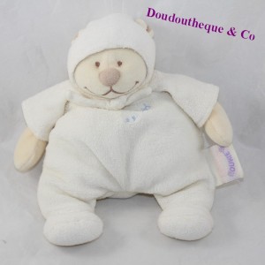 Peluche ours NOUKIE'S Tonton pyjama capuche beige grelot 25 cm