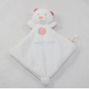 Doudou flat bear SUCRE D'ORGE pink white triangle 23 cm