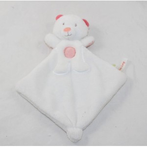Doudou flat bear SUCRE D'ORGE pink white triangle 23 cm