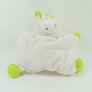 Doudou conejo semiplano CORINE DE FARME verde blanco 25 cm