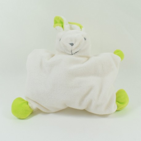 Doudou Halbflachkaninchen CORINE DE FARME weiß grün 25 cm Doudou Halbflachkaninchen CORINE DE FARME weiß grün 25 cm
