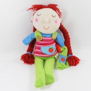 Chica muñeca de felpa NINO - IDEAS alfombras de fresa trenzas rojas 46 cm