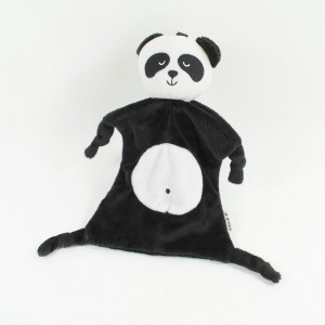 Doudou panda plano JJ VCE blanco negro 23 cm