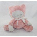 Doudou flache Katze TEX BABY orange rosa Lachs Carrefour 32 cm