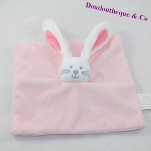 Doudou flat rabbit KIMBALOO pink square 20 cm