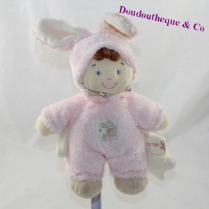 Plüsch Kobold verkleidet als Kaninchen NICOTOY rosa Glocke 22 cm