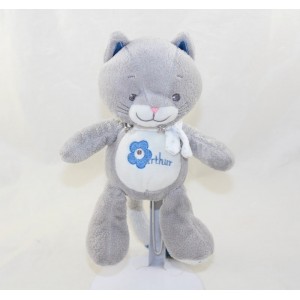 Doudou Arthur Katze ARTHUR UND LOLA BEBISOL grau blau 23 cm