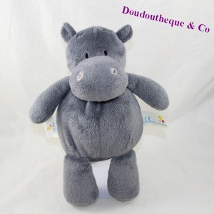 Peluche hippopotame P'TIT BISOU Aubert gris 28 cm