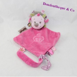 Doudou flat hedgehog NATTOU Manon and Alizée pink diamond cupcake 24 cm