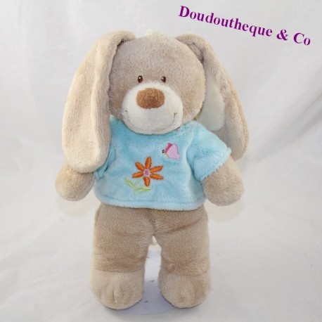 Musikalisches Plüsch Kaninchen TEX Pullover blau Blume 27 cm Musikalisches Plüsch Kaninchen TEX Pullover blau Blume 27 cm