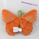 Doudou semi plat papillon MARESE orange vert 22 cm