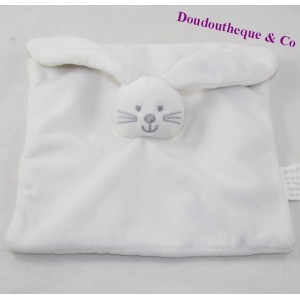 Doudou flaches Kaninchen KIMBALOO La Halle Quadrat weiß 20 cm