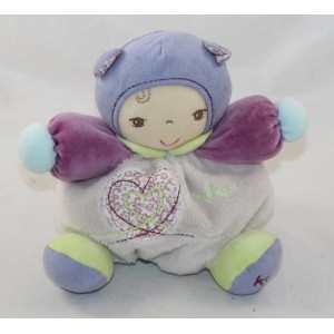 Doudou bebé KALOO regordeta bebé púrpura púrpura corazón 18 cm