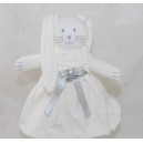 Conejo Doudou PETIT BATEAU vestido blanco gris plata 25 cm