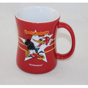 Mug in relief Woody Woodpecker PORT AVENTURA boxing red relief 3D ceramic cup