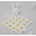 Doudou flat rabbit OBAIBI apple yellow white diamond fabric 36 cm