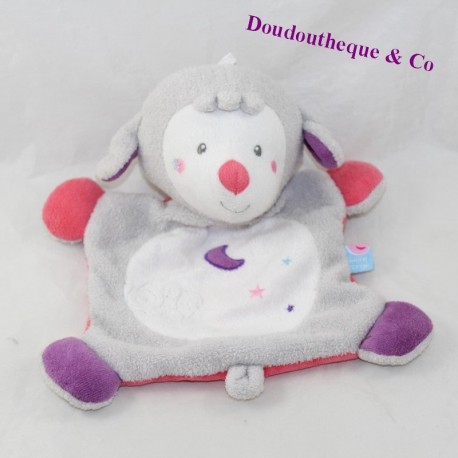 Doudou flaches Schaf ZUCKER ORGE Mond Lila 22 cm Doudou flaches Schaf ZUCKER ORGE Mond Lila 22 cm