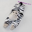 Doudou zebra flach auf dem Bauch weiß schwarz Streifen 28 cm