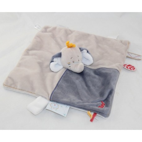 Doudou piatto Bao elefante NOUKIE'S Bao - Wapi beige blu 25 cm