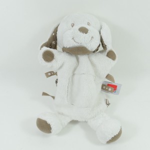 Doudou perro plano INFLUX pañuelos de marionetas blancas 28 cm