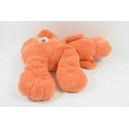 Doudou chien CREDIT AGRICOLE allongé orange 35 cm