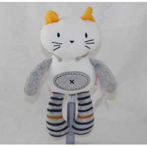 Doudou chat BRIoche LA HALLE reversible grau weiß 25 cm