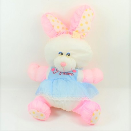 Bunny bunny stuffED BIKIN Puffalump canvas parachute overalls I love you vintage purple pink 32 cm sitting