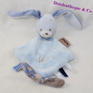 Doudou flat rabbit NATTOU Alex - Bibou blue diamond 27 cm