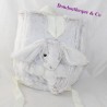Sac à dos peluche lapin BABY NAT chiné gris blanc BN0132 28 cm