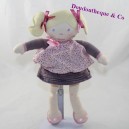 Doudou muñeca rag COROLLE rubia chica púrpura vestido de ciruela 30 cm