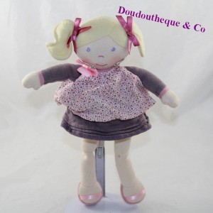 Doudou bambola rag COROLLE bionda ragazza viola plum dress 30 cm