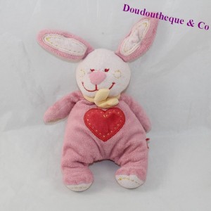 Doudou coniglio TEX cuore rosa sciarpa gialla 16 cm