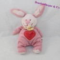 Doudou conejo TEX rosa corazón bufanda amarilla 16 cm