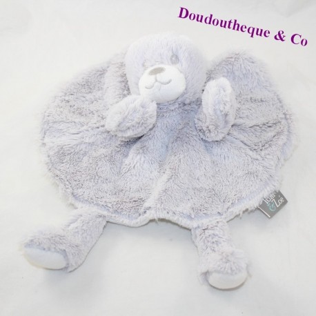 Doudou flach Bären TOM & ZOÉ runde Marionette grau weiß 30 cm Doudou flach Bären TOM & ZOÉ runde Marionette grau weiß 30 cm