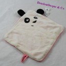 Doudou flat panda CARREFOUR Small pink white panda 26 cm