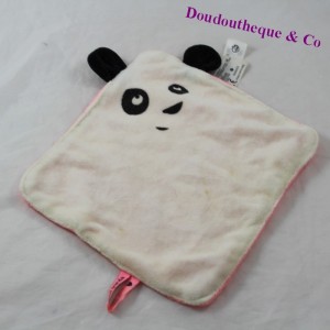 Doudou flacher Panda CARREFOUR Petit Panda weiß rosa 26 cm
