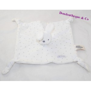 Doudou conejo plano ABSORBA estrellas blancas besos abrazar 23 cm