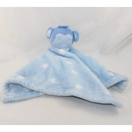 Doudou flat monkey PRIMARK BABY blue stars velvet 40 cm