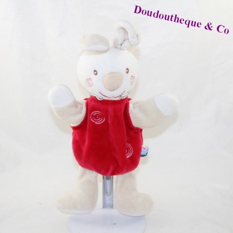 Doudou Marionette Kaninchen ZUCKER GERSTE ROT SPIRALE 30 cm