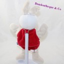 Doudou marionnette lapin SUCRE D'ORGE rouge spirale 30 cm