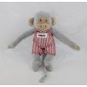 Plüsch Affe Popi NOUNOURS rot gestreifter Overall Ajena 12 cm