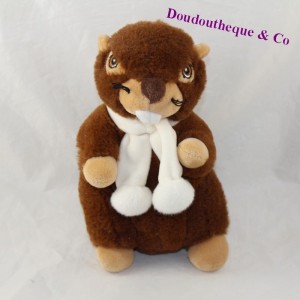 Plüschmurmeltier SANDY braun Schal weiß 20 cm
